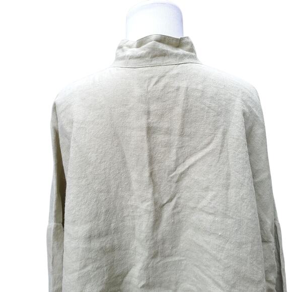 Bryn Walker Light Green Linen Button Down Tunic Top Pockets Lagenlook Sz L - Picture 10 of 15